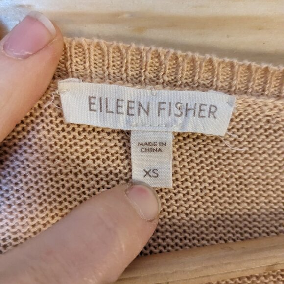 EILEEN FISHER Long Sleeve Shirt Women's Size XS Tan 100% Linen Beige Pullover - Picture 7 of 10